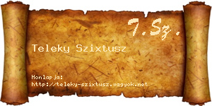 Teleky Szixtusz névjegykártya
